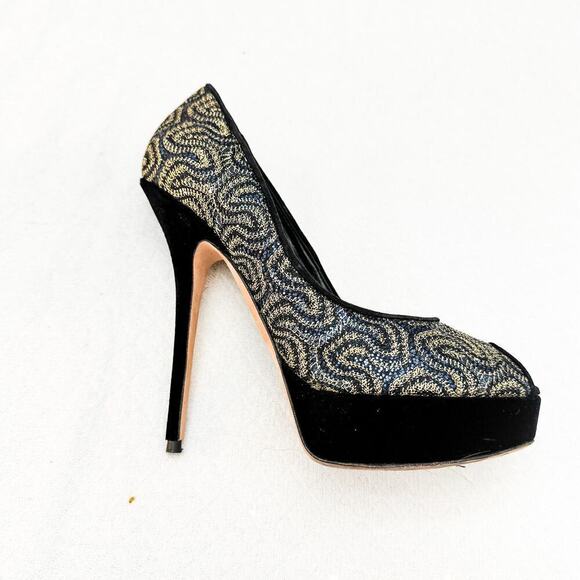 Sebastian CLIO Studded Patterned Open Toe Heeled Platform Shoes Size 38 Italy - Picture 5 of 6